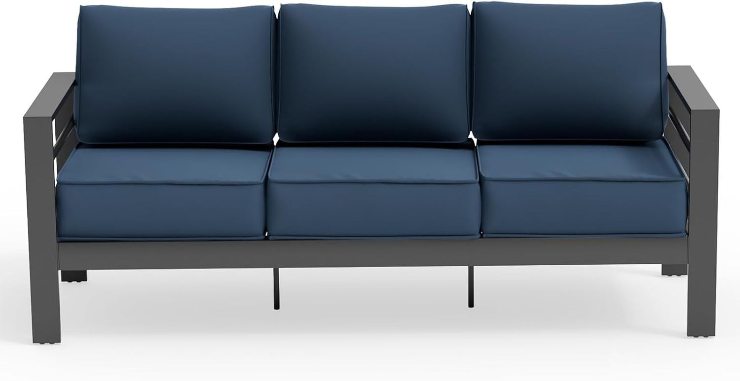 Three Seat Outdoor Patio Sofa with Thick Cushions
