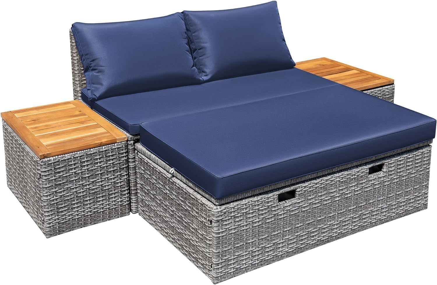 Comfortable Multifunctional Outdoor Day Bed with Side Tables
