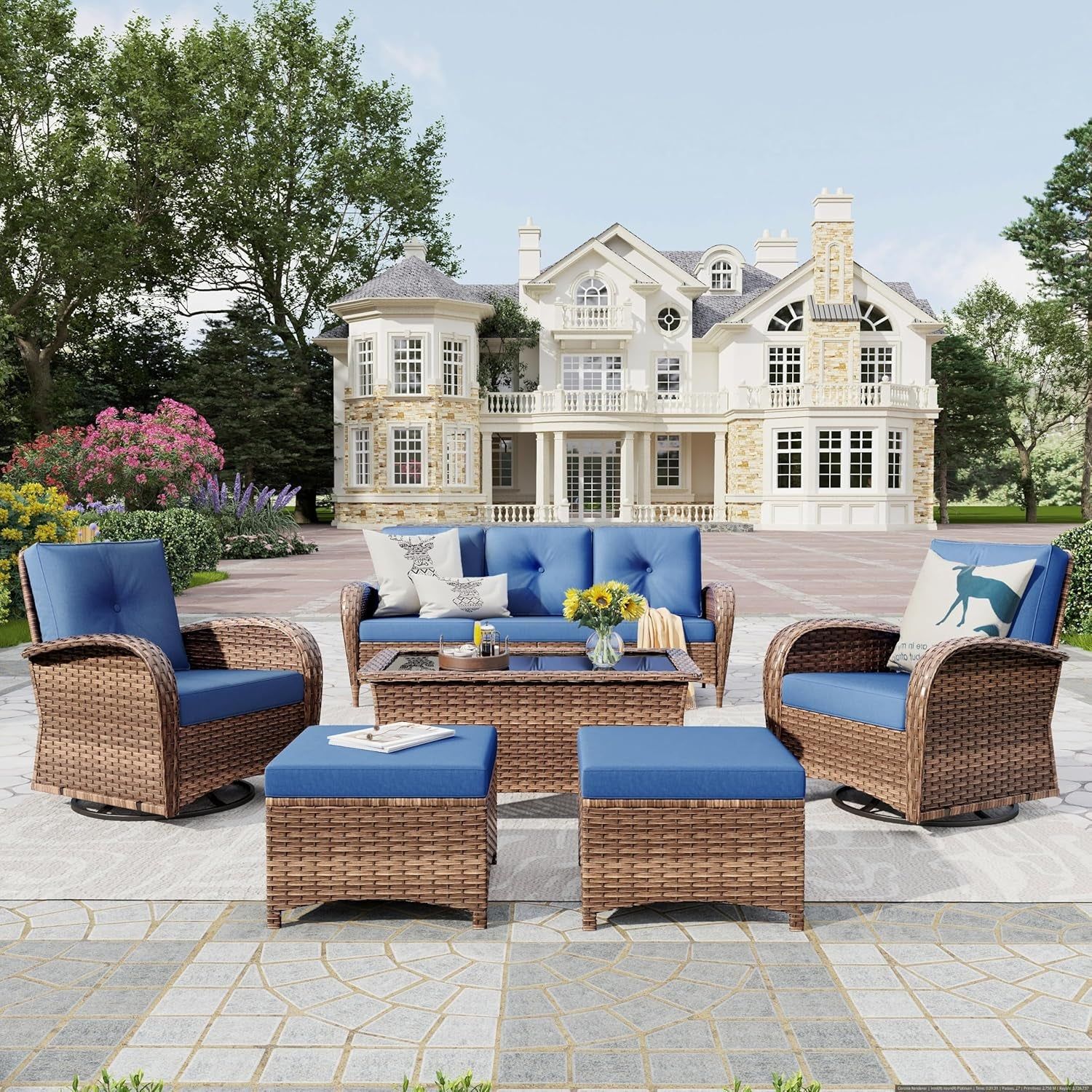 Heavy Duty Wicker Patio Furniture Set for Relaxation