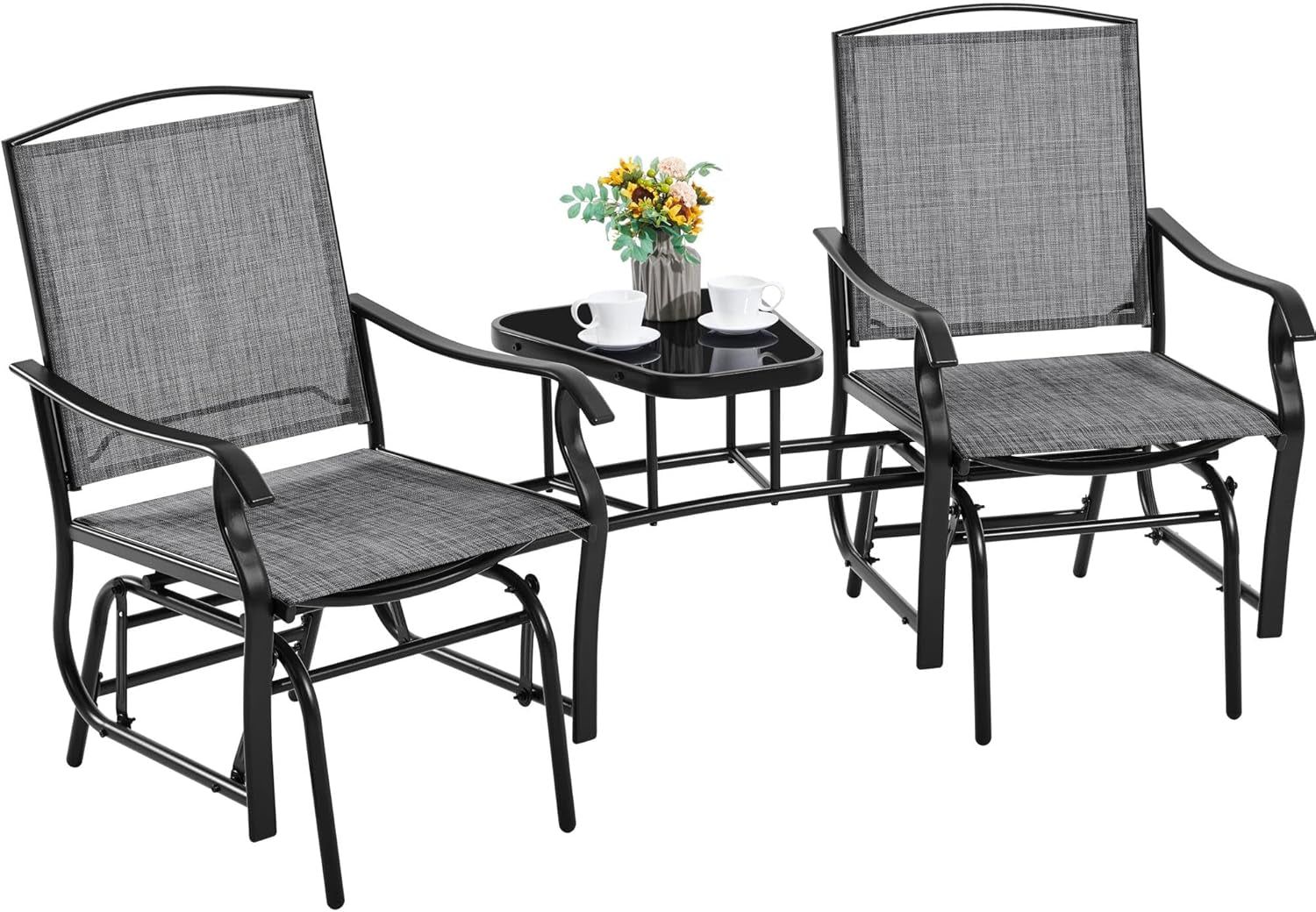 Outdoor Glider Chairs with Breathable Sling Fabric