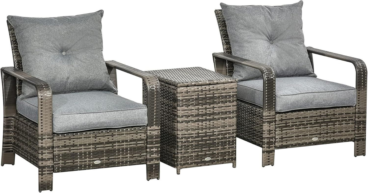 Three Piece Patio Furniture Set with Cushions and Table
