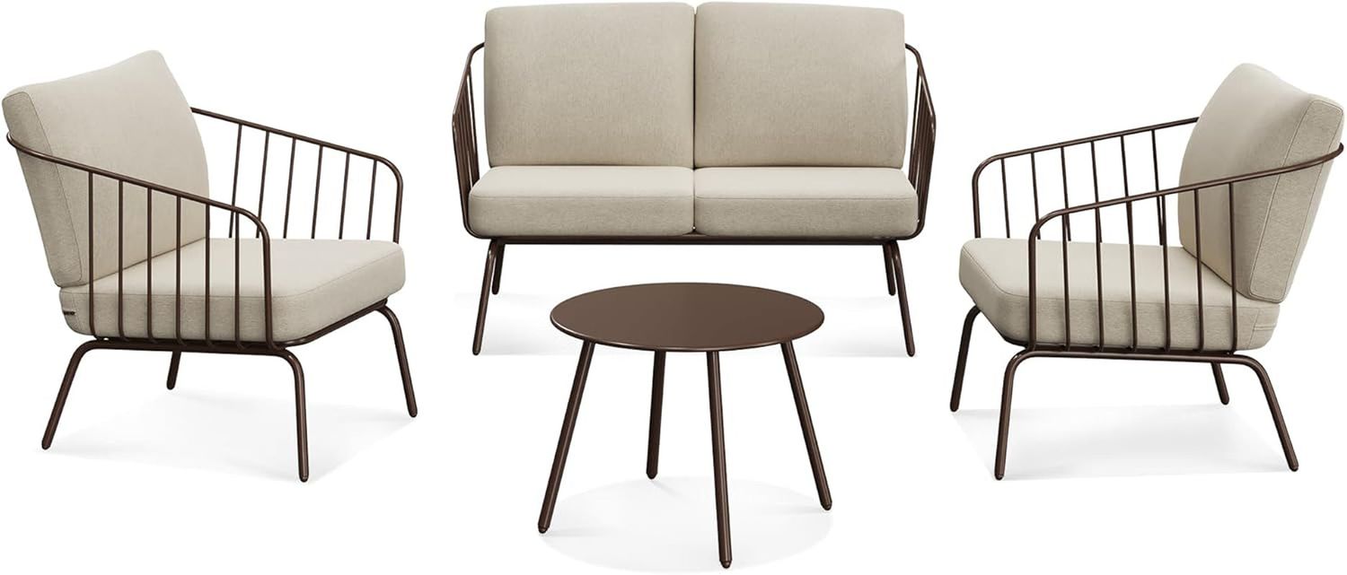 Modern 4-Piece Patio Furniture Set with Thick Cushions
