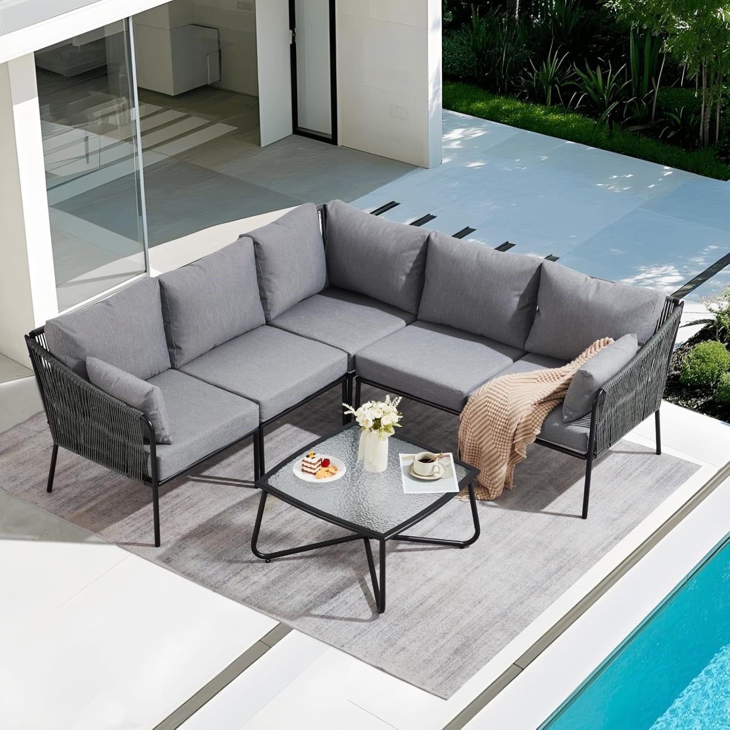Stylish Outdoor Patio Furniture Set with Waterproof Cushions