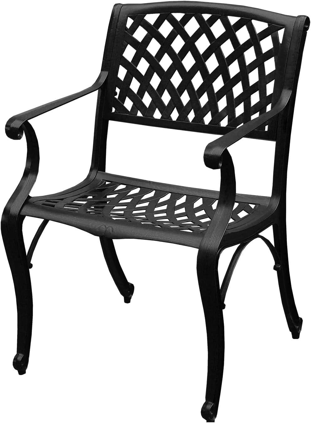 Modern Outdoor Black Aluminum Patio Dining Chair Set
