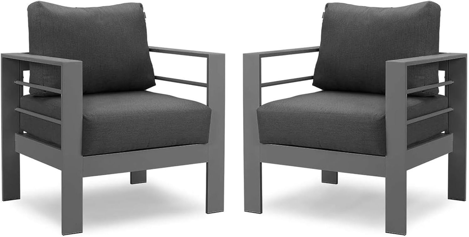 All-Weather Outdoor Metal Armchair Set with Cushions