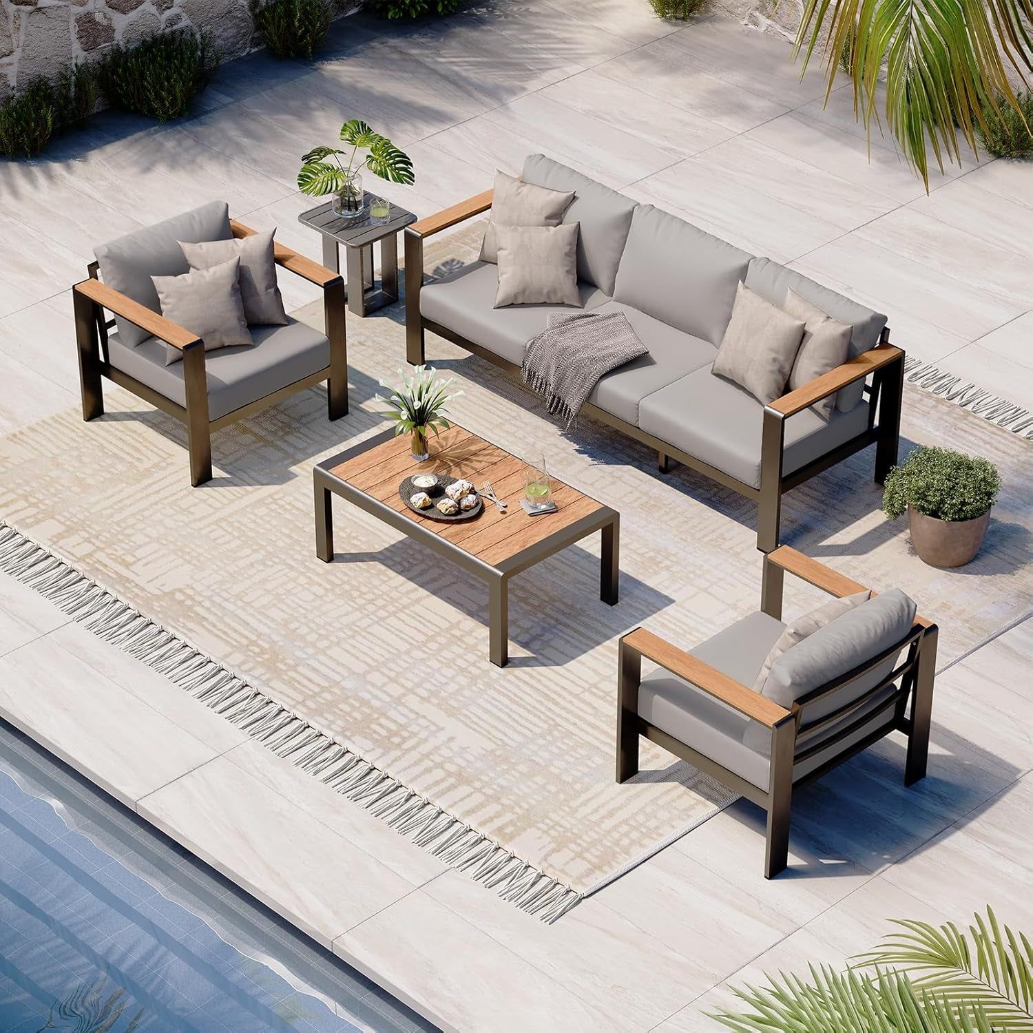 Aluminum Patio Furniture Set with Thick Cushions