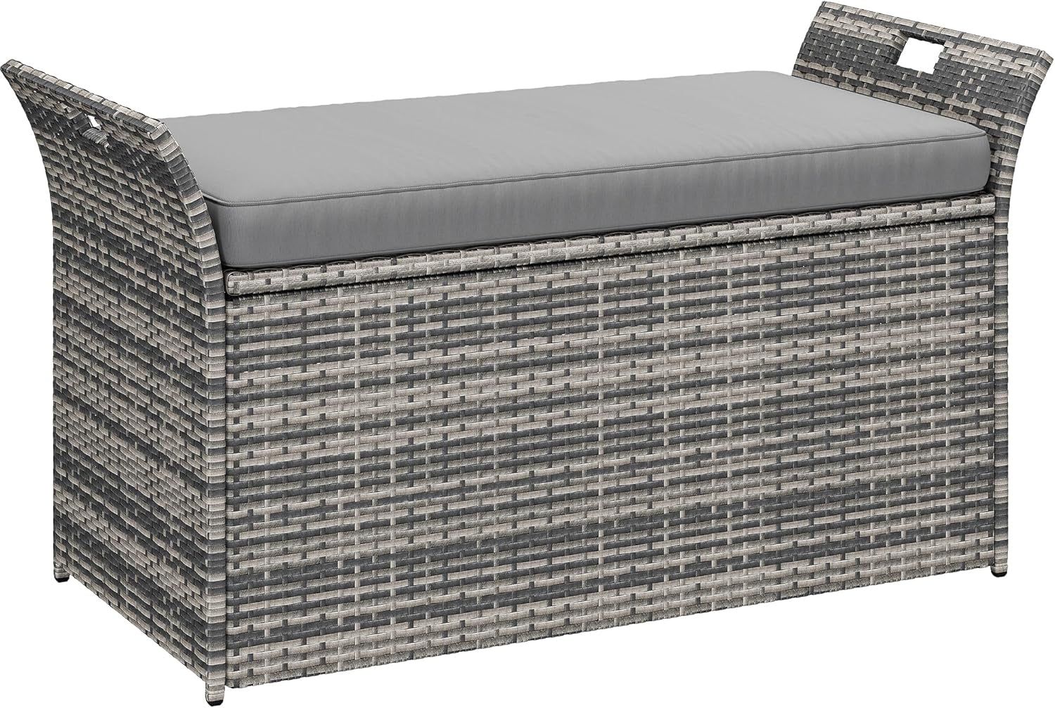 90 Gallon Outdoor Wicker Storage Bench with Cushion