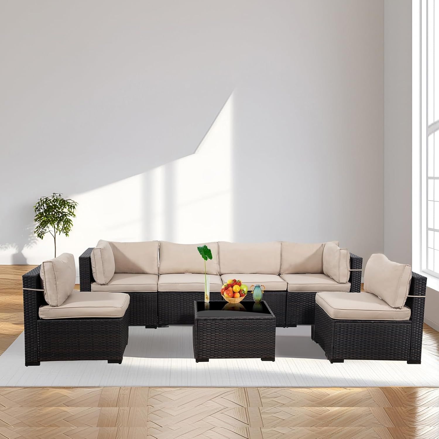 Durable Seven Piece Outdoor Patio Furniture Set With Cushions