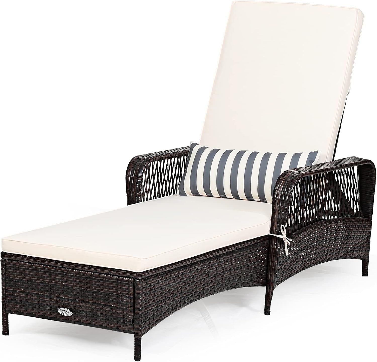 Adjustable Rattan Chaise Lounge Chair for Outdoor Relaxation
