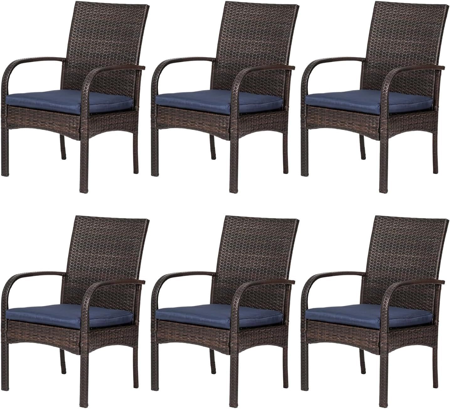 Outdoor Wicker Chair Set with Cushions for Patios