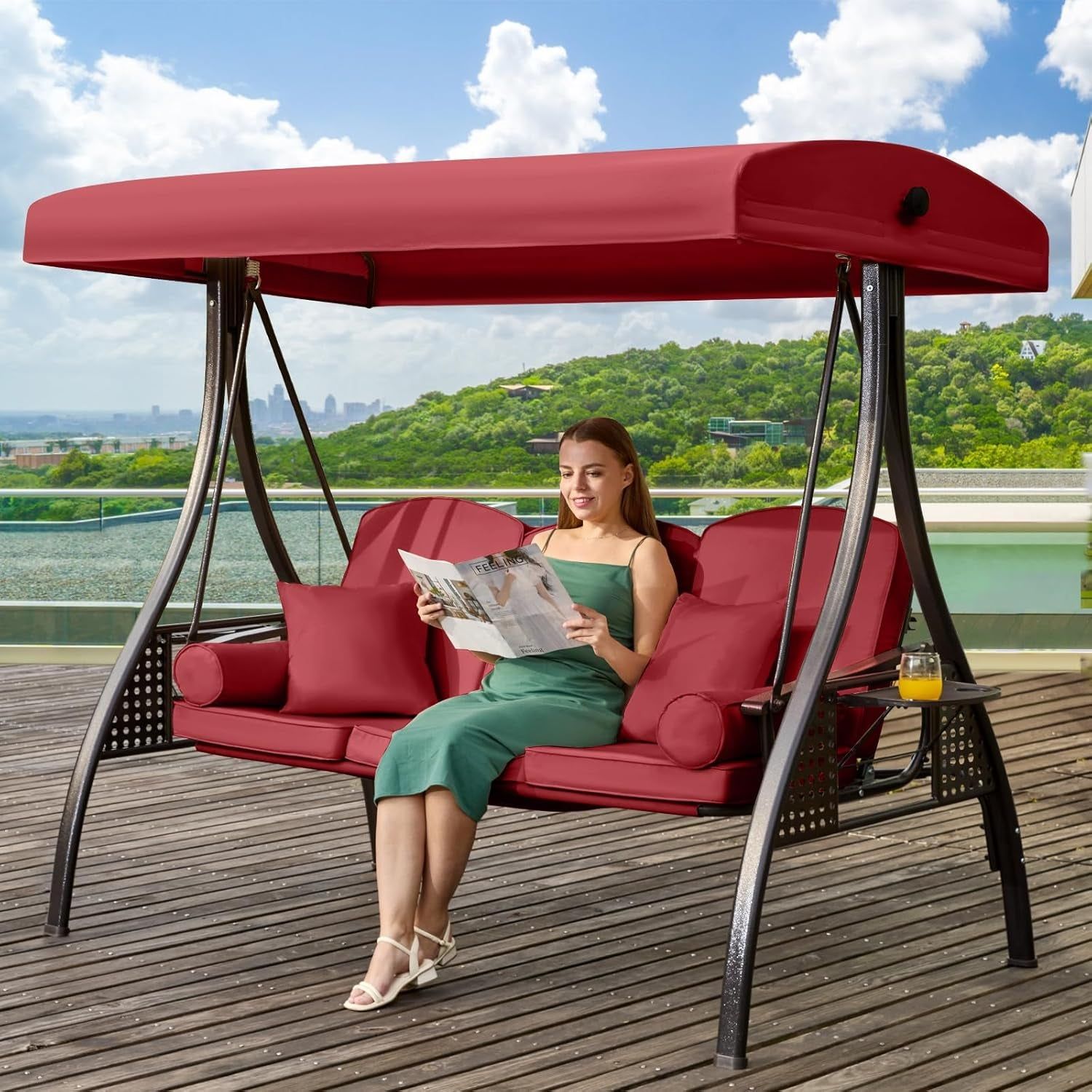 Three In One Outdoor Porch Swing With Canopy