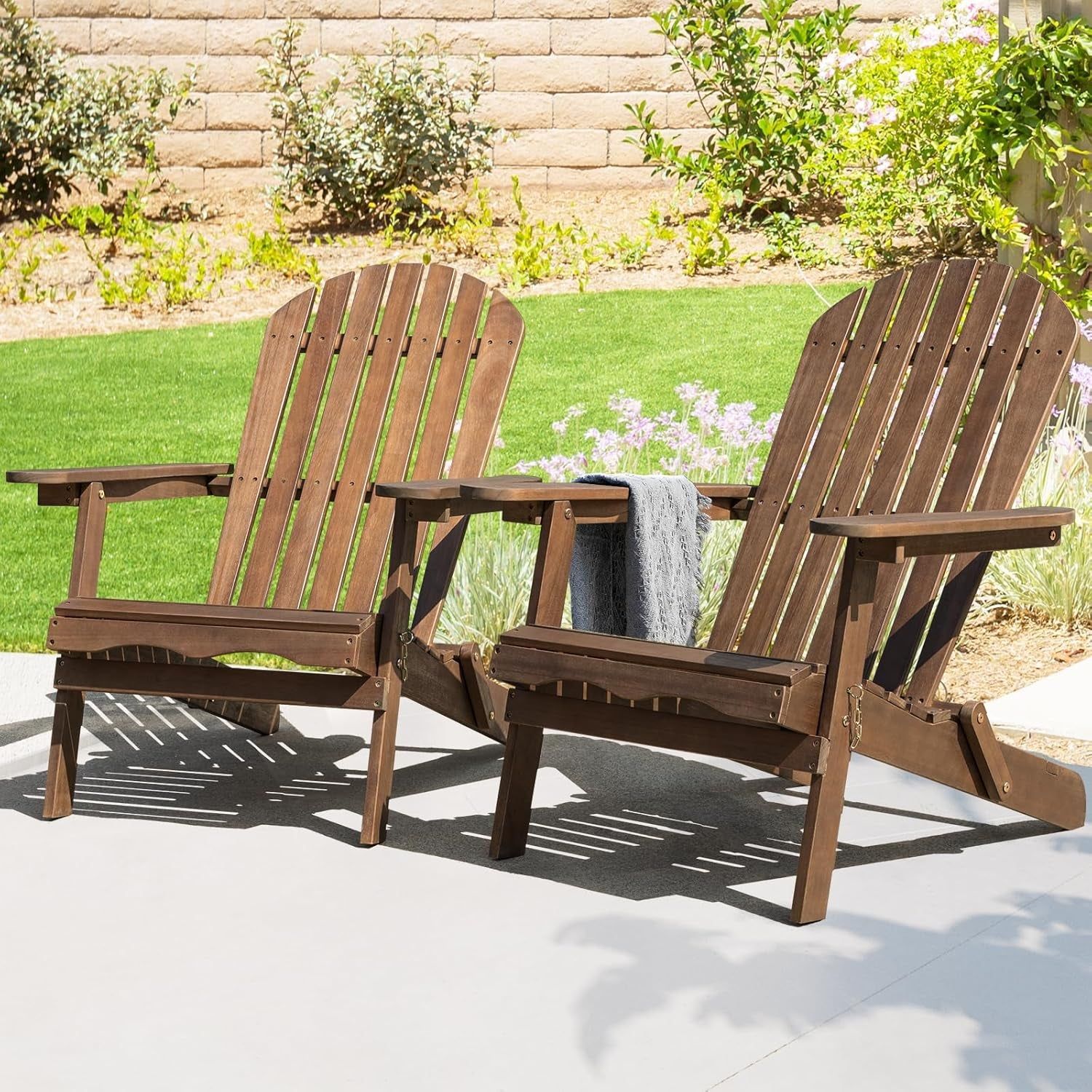Outdoor Adirondack Chair Set Foldable Pre-Assembled Comfort