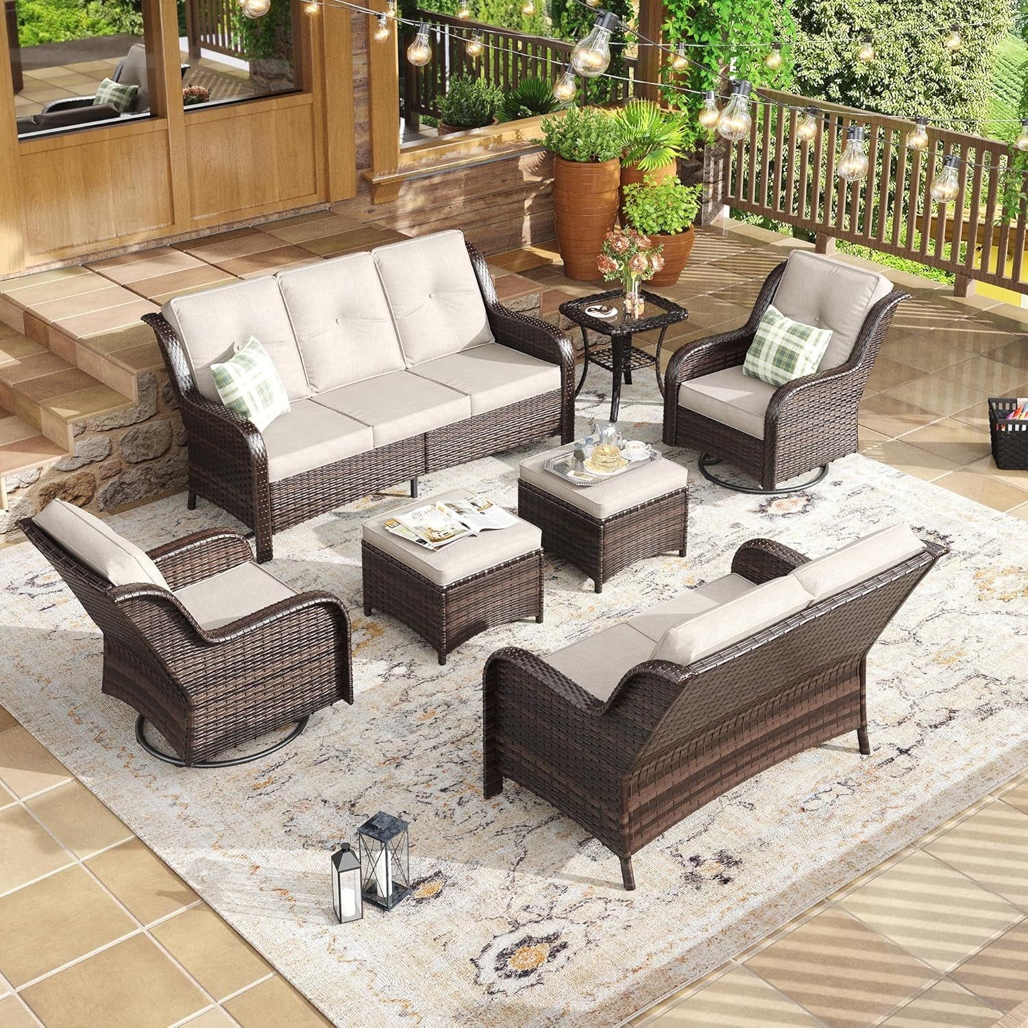 Versatile 6 Piece Outdoor Rattan Wicker Patio Set