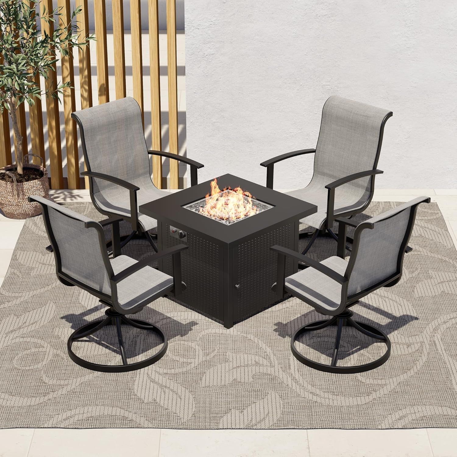 5-Piece Patio Furniture Set with Propane Fire Pit