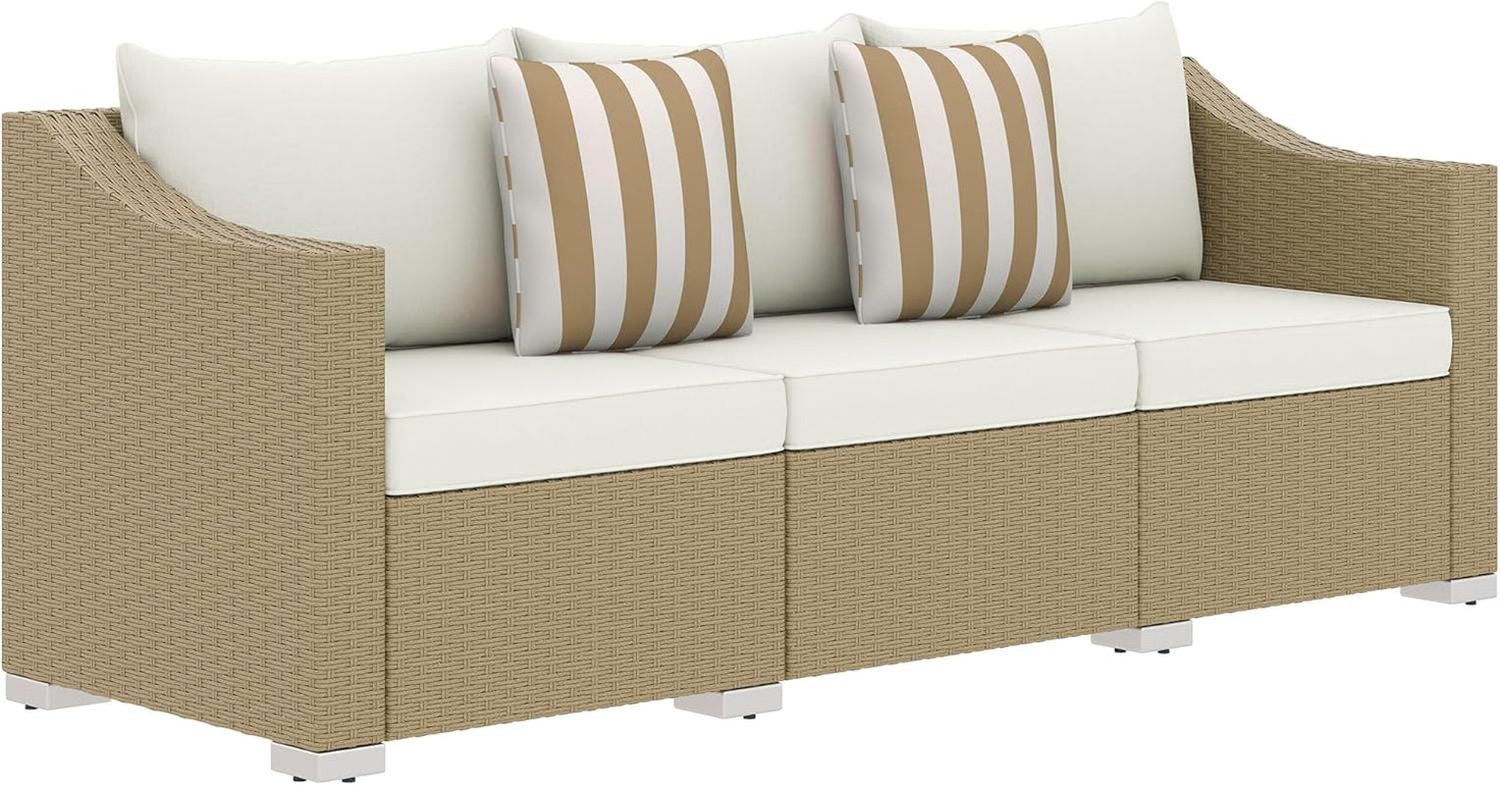 Comfortable All Weather Wicker Patio Sofa with Cushions