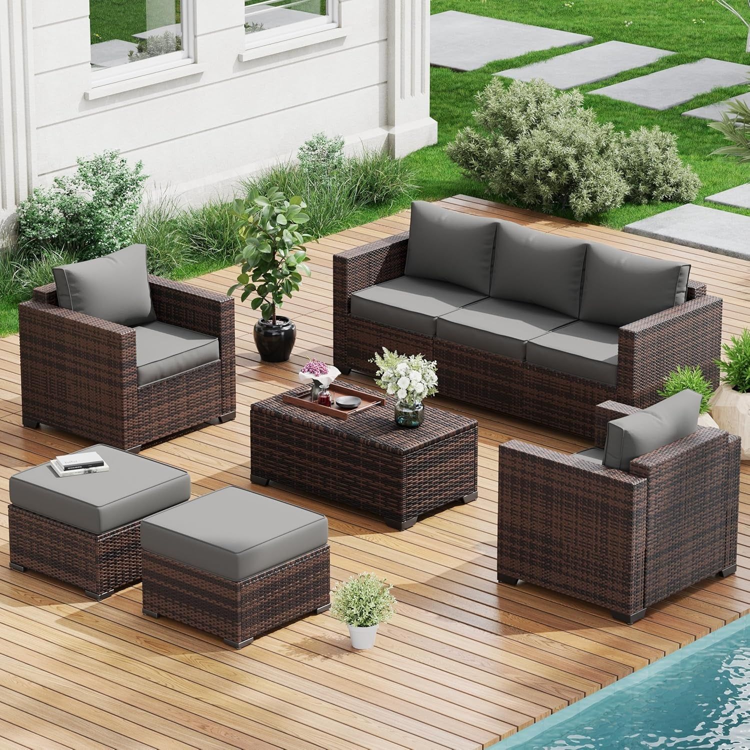 Outdoor Wicker Rattan Sofa Set for Patio Enjoyment