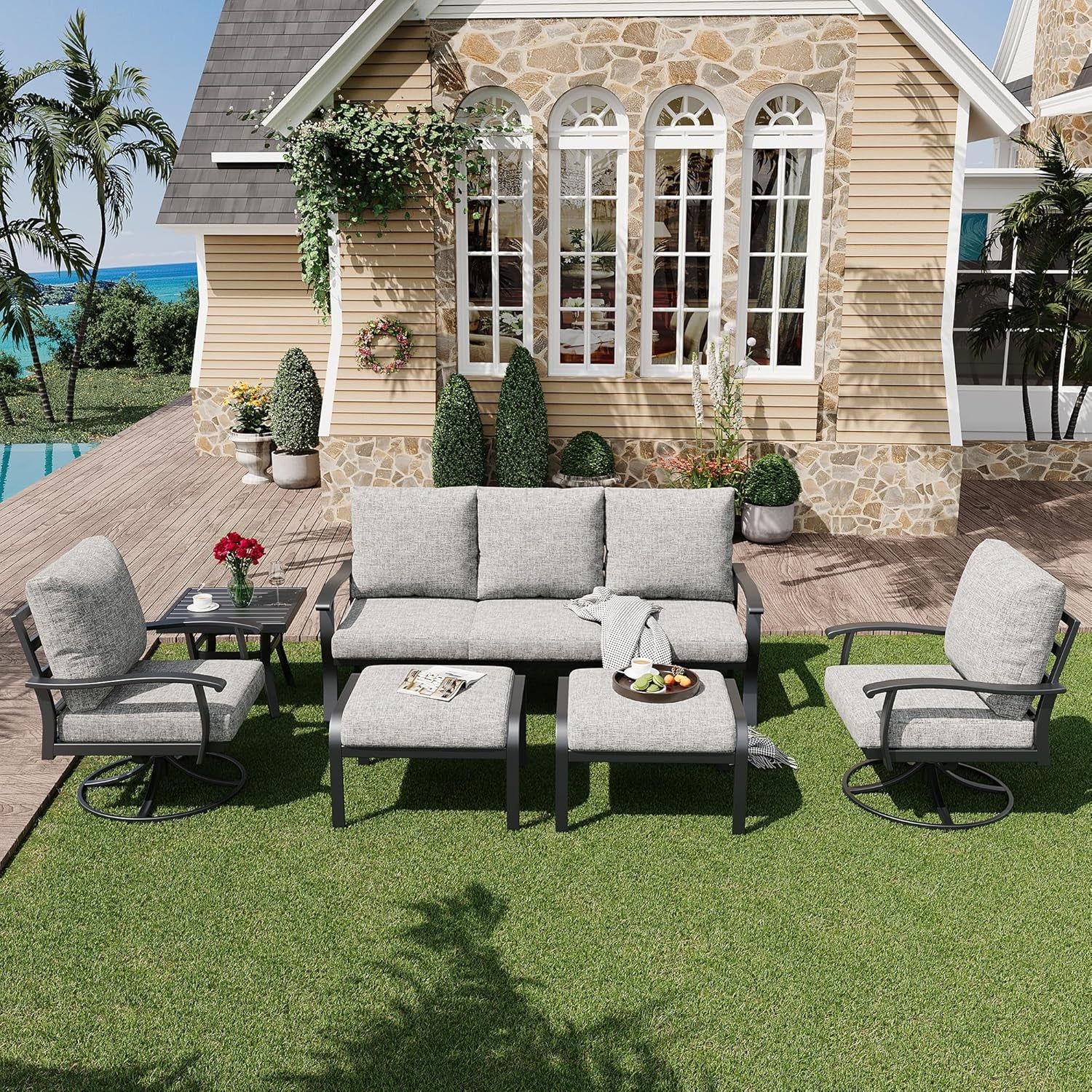 Elegant Outdoor Patio Furniture Set with Swivel Rockers