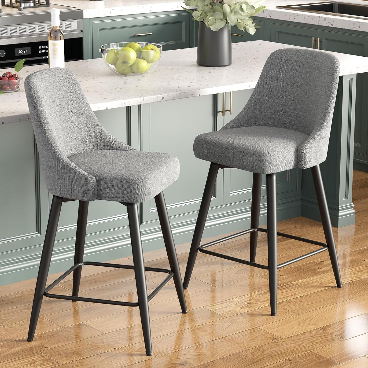 Comfortable Swivel Bar Stools Set for Kitchen Counter
