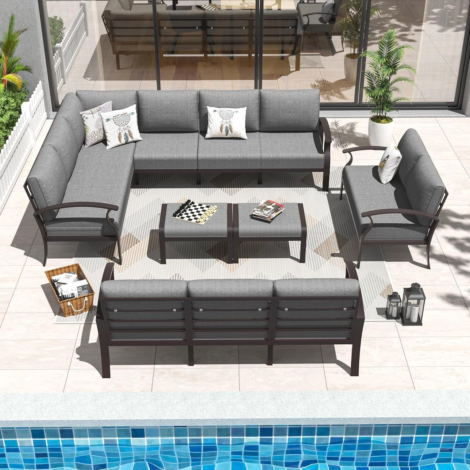 Aluminum Patio Sofa Set With Cushions For Outdoor Use