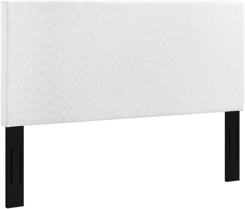 Elegant White Upholstered Linen Headboard for Full Queen