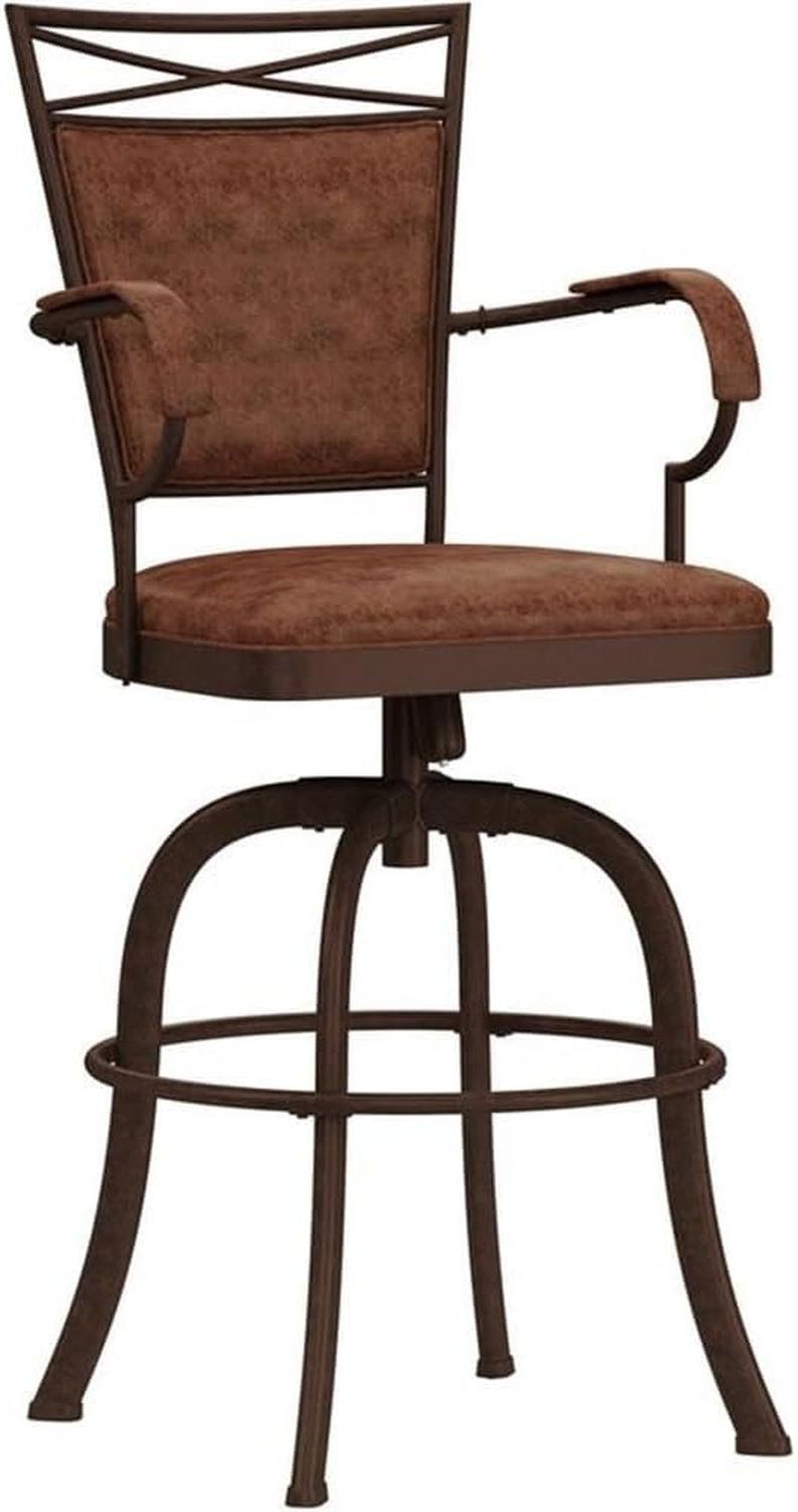 Aged Bronze Swivel Tilt Barstool with Padded Comfort