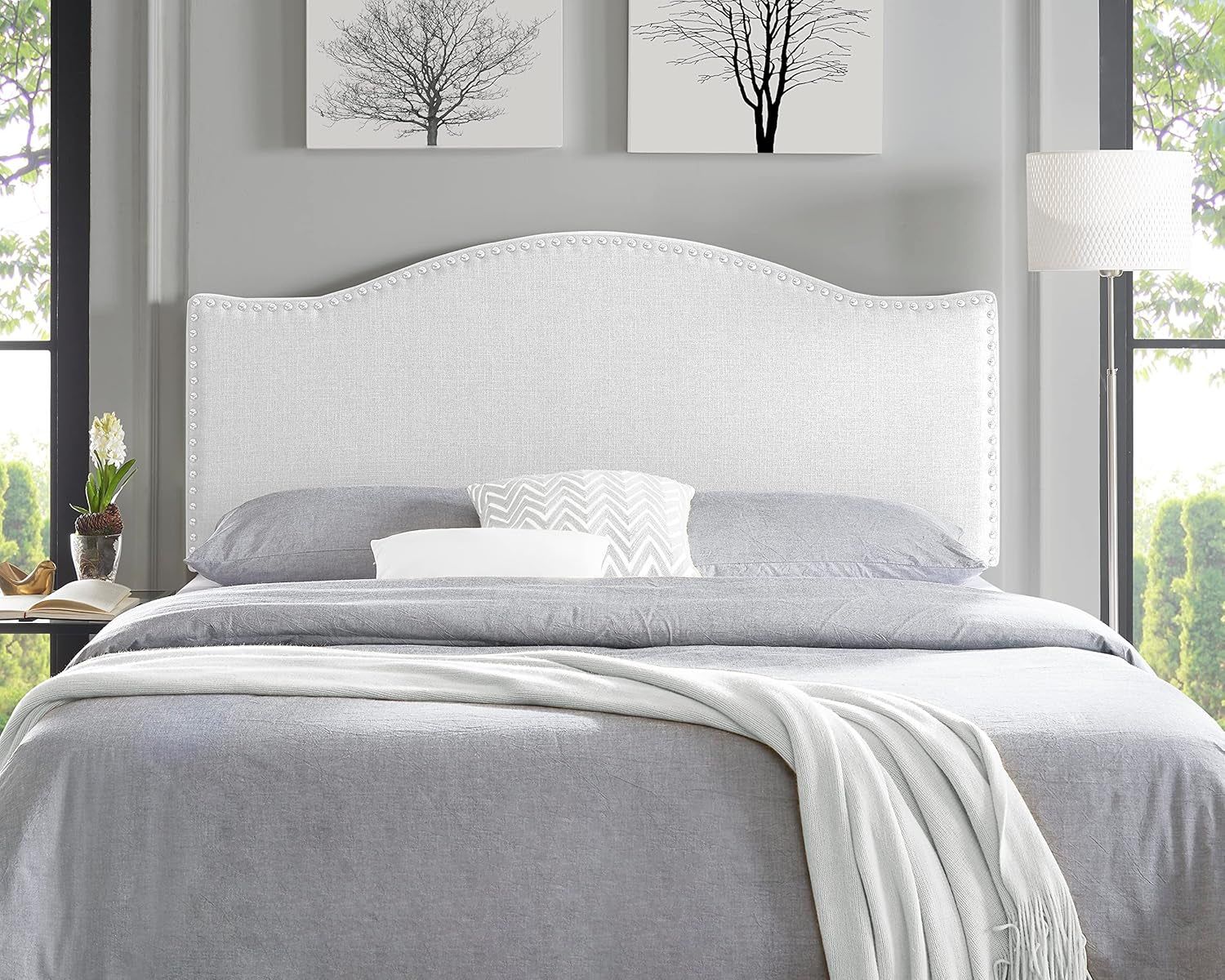Height Adjustable Full Size Headboard with Nailhead Tufting