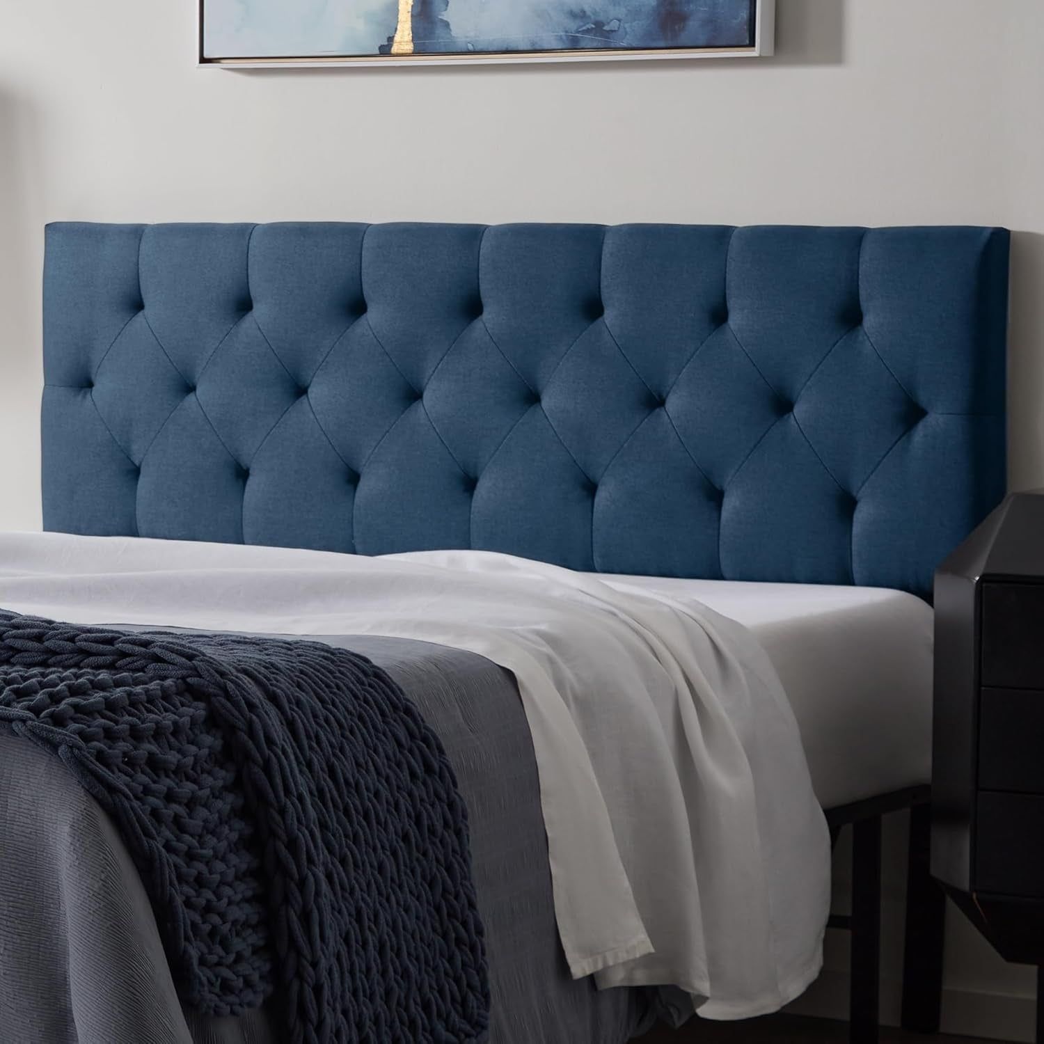 Mid Rise Diamond Tufted Upholstered Headboard Adjustable Height