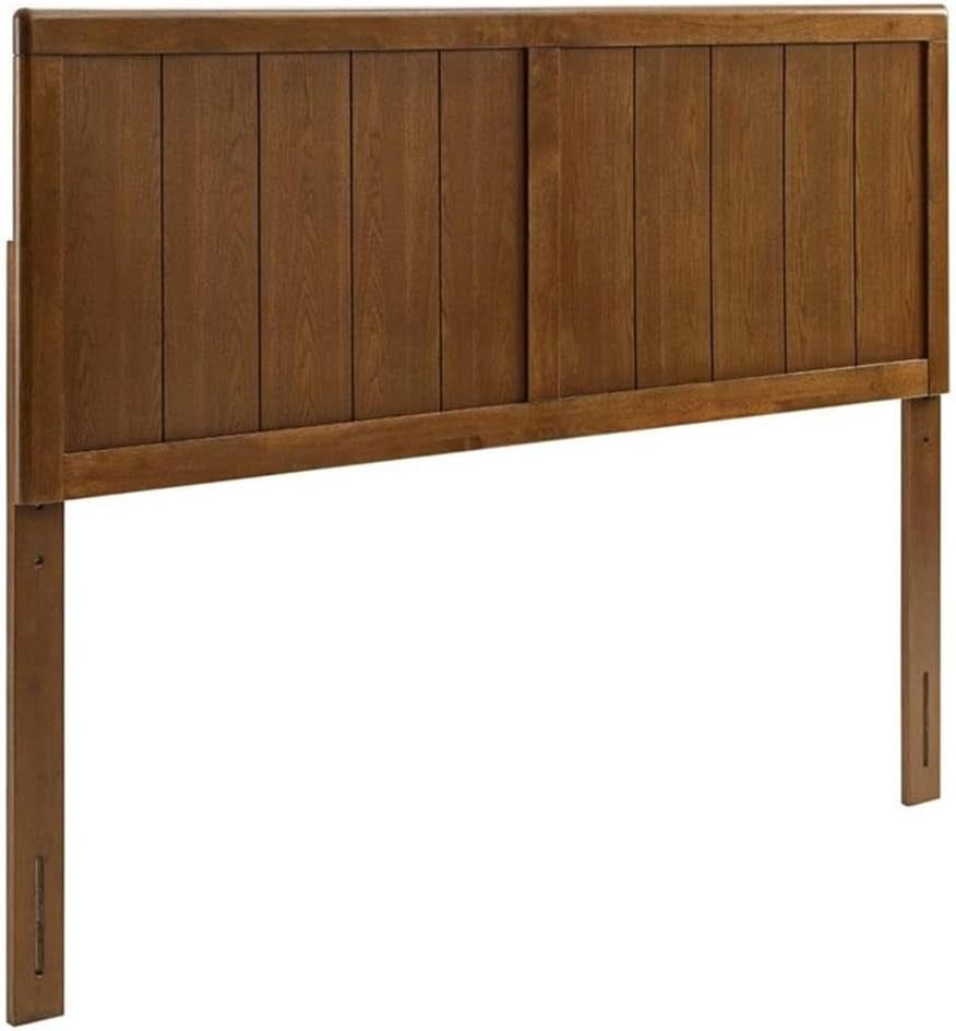 Modern Walnut Rubberwood King Headboard with Panel Detail