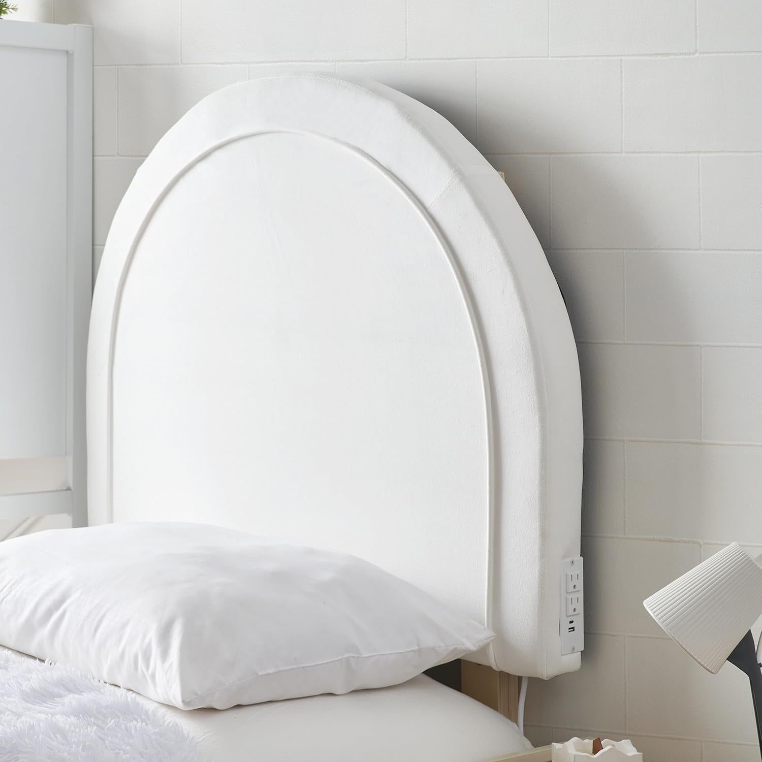 Velvet Oval Twin Headboard with Adjustable Legs for Dorms