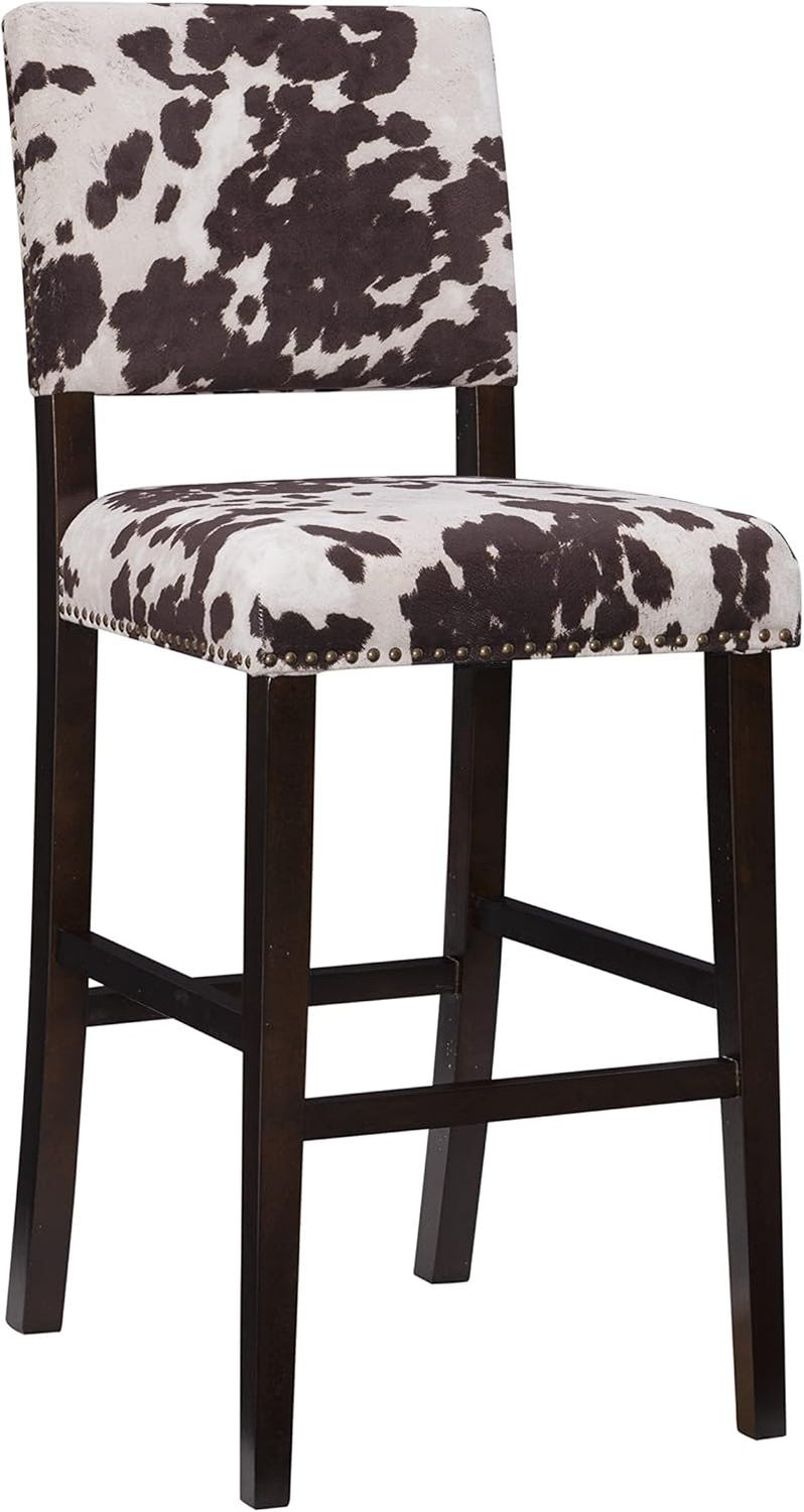 Stylish Cowhide Print Bar Stool with Comfortable Padded Seat