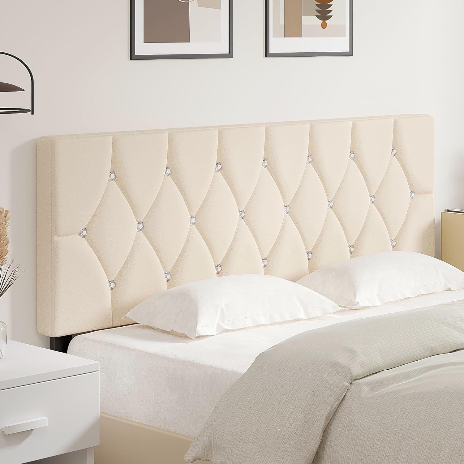 Tufted Upholstered Queen Headboard with Adjustable Height