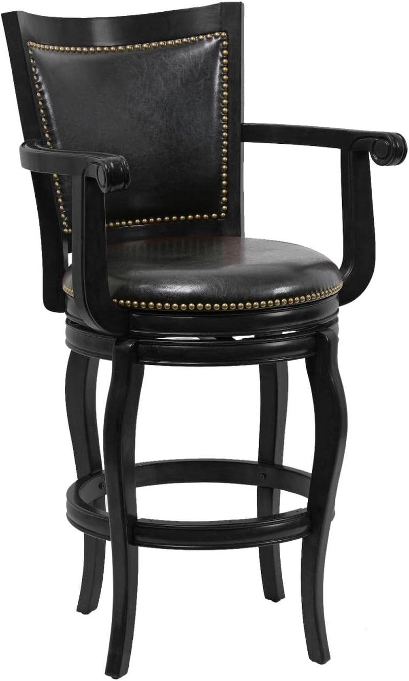 Durable 29-Inch Black Bar Stool With Swivel Seat