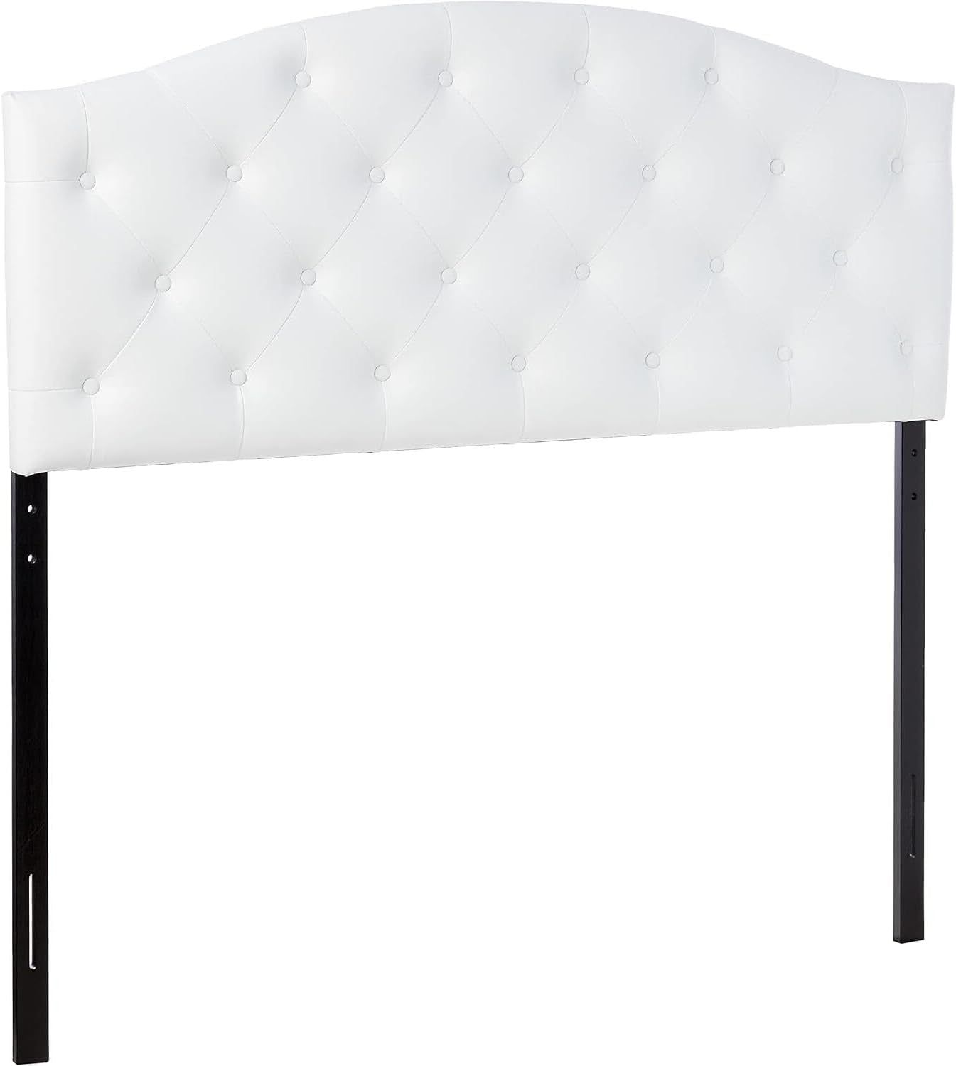 Elegant Faux Leather Button-Tufted Scalloped Headboard Full