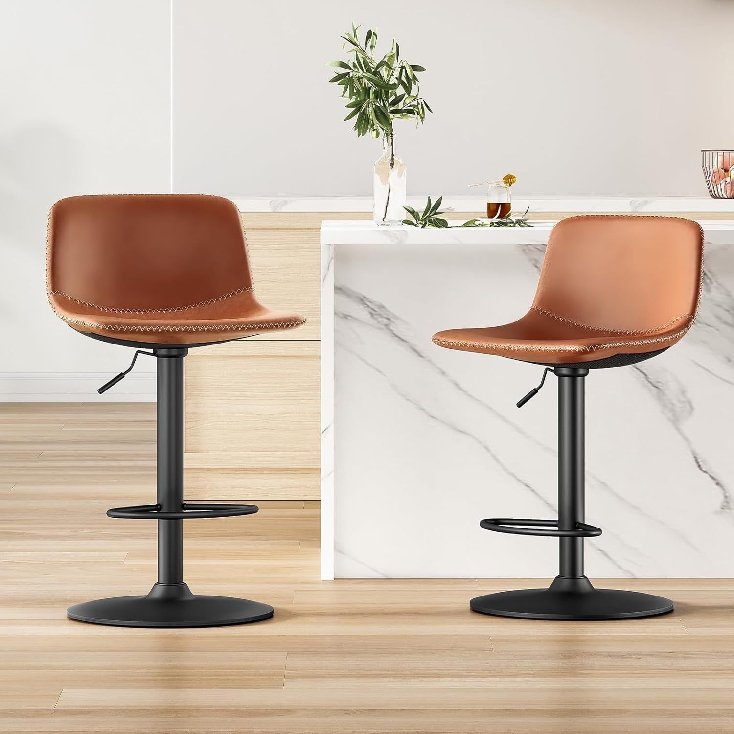 Adjustable Mid Century Swivel Bar Stools Set of Two