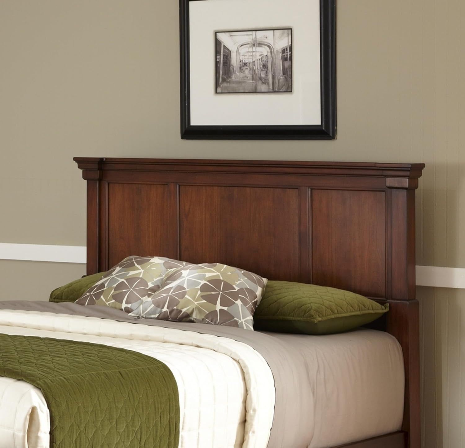 Rustic Cherry Queen Headboard Durable Mahogany Wood Design