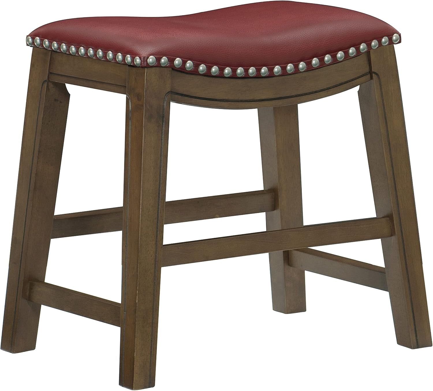 Ordway Saddle Seat Dining Height Bar Stool, 19&quot;SH, Red