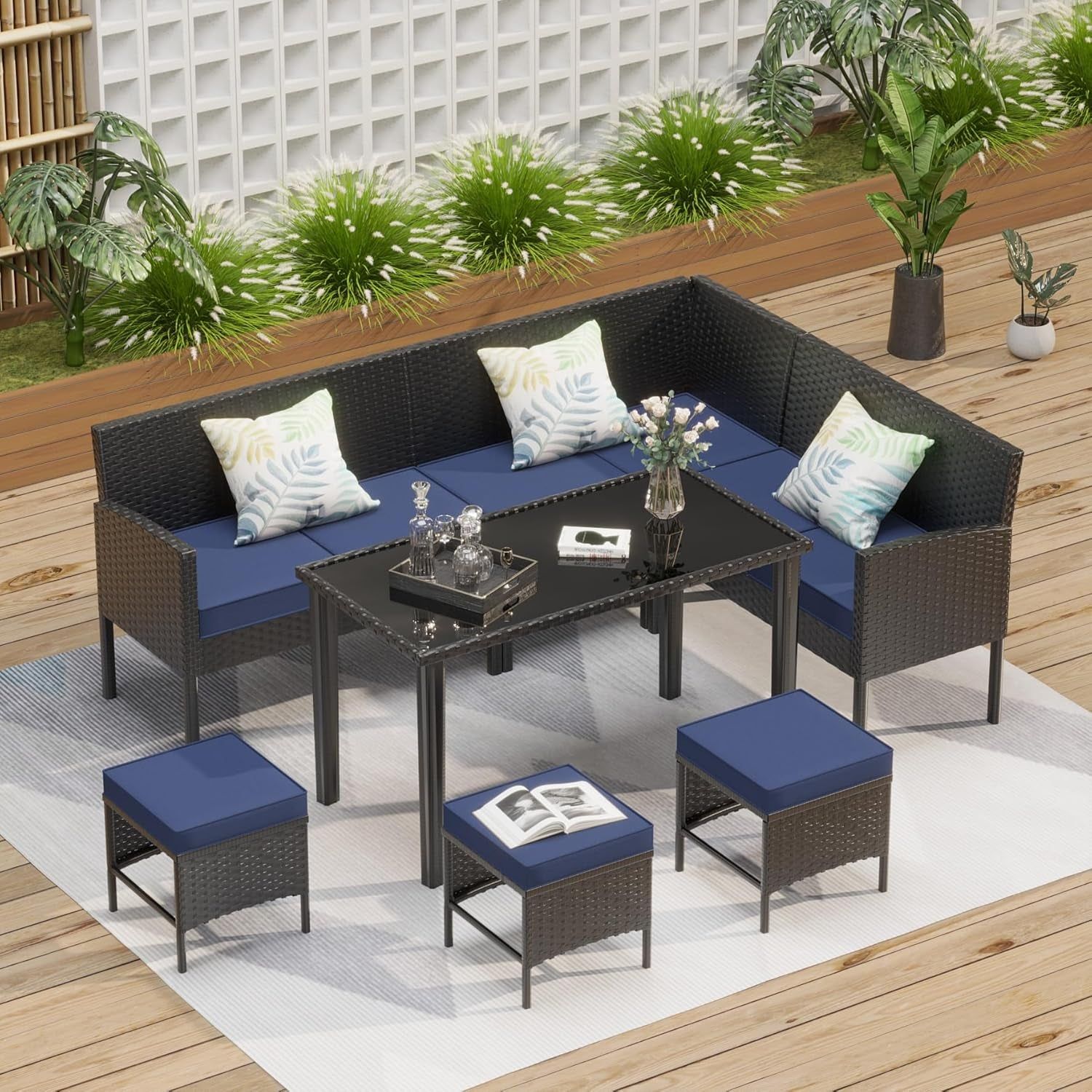 Small Space 7-Piece Patio Furniture Set with Cushions
