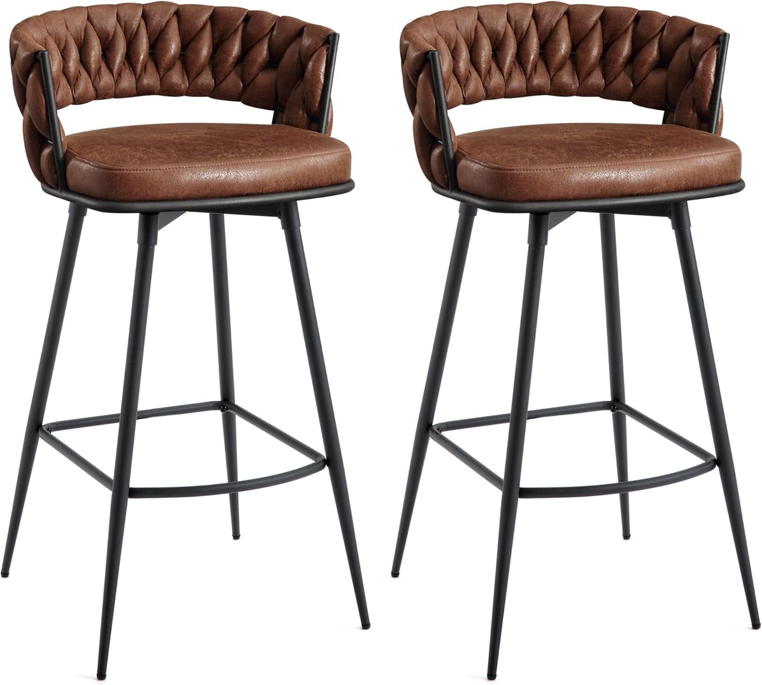 Elegant Swivel Bar Stools Set of Two 26 Inch