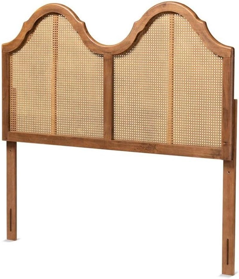 Modern Rattan Queen Size Arched Headboard with Scalloped Design