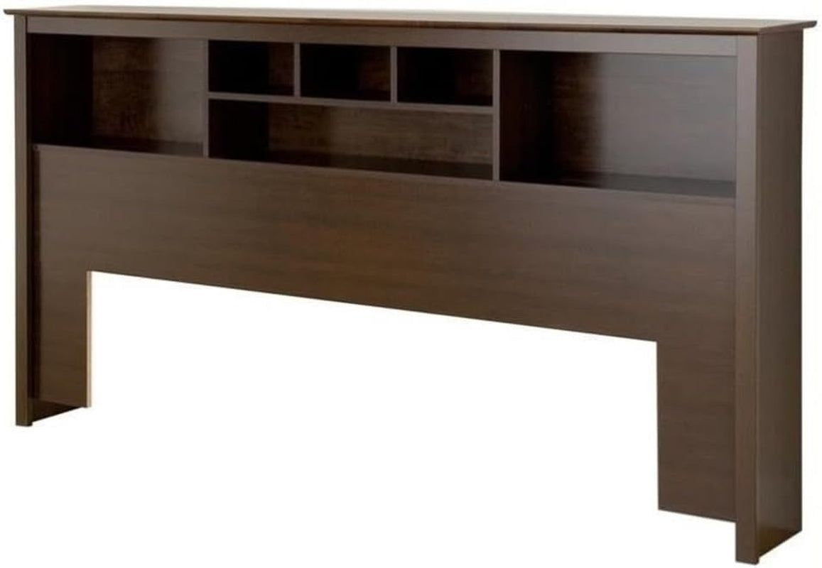 Transitional King Bookcase Headboard in Espresso Finish