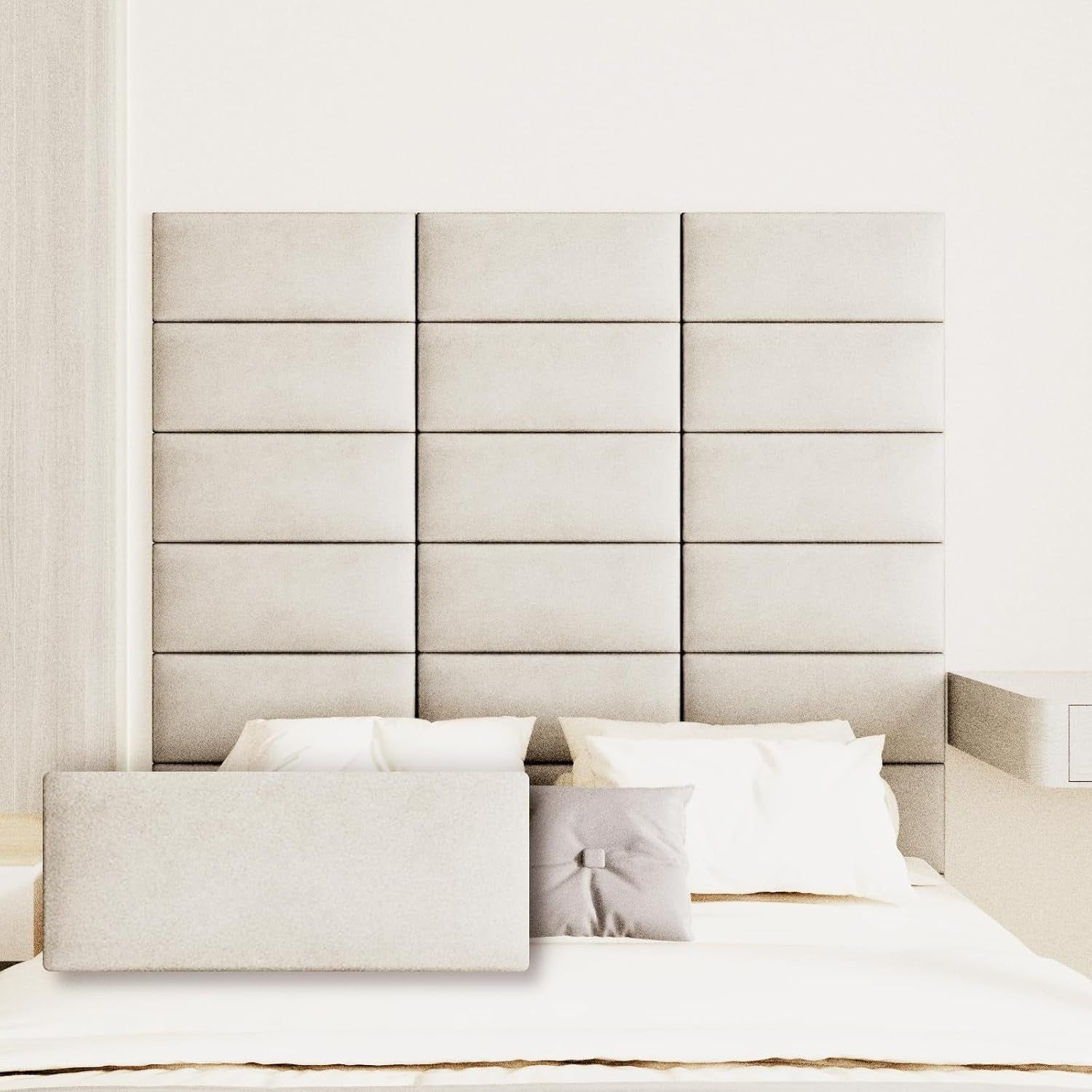 Upholstered Wall Mounted Headboard With Soundproof Panels