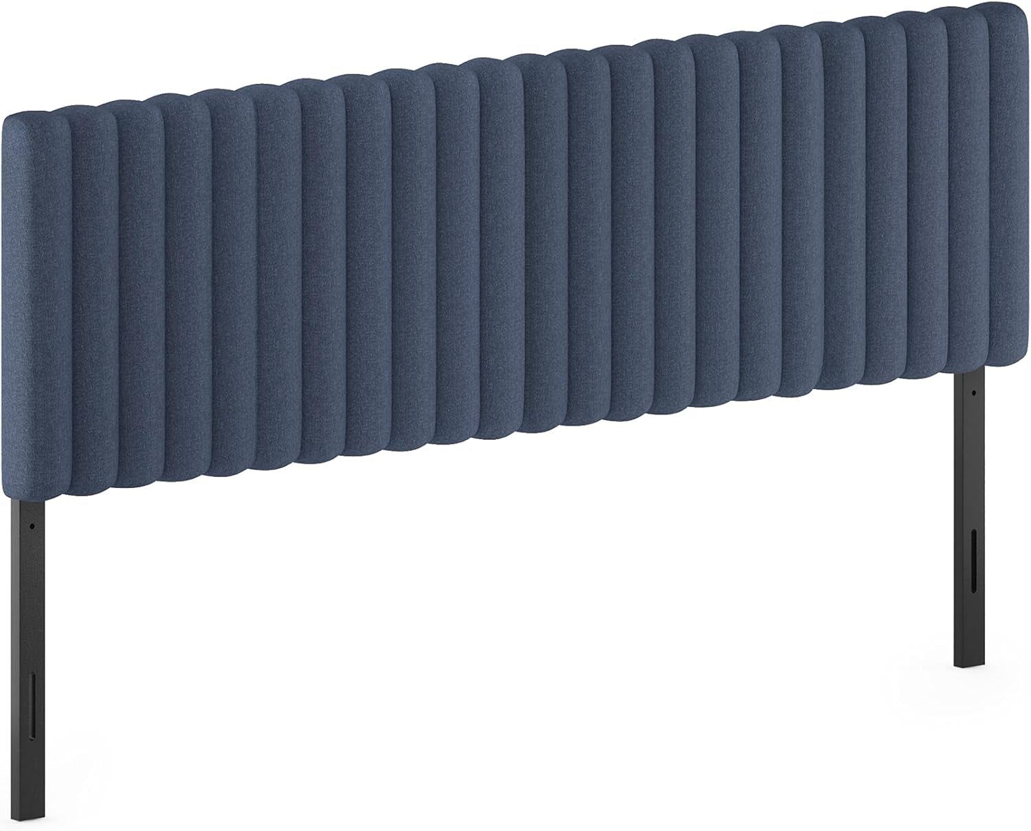 Upholstered Tufted King Headboard in Stylish Denim