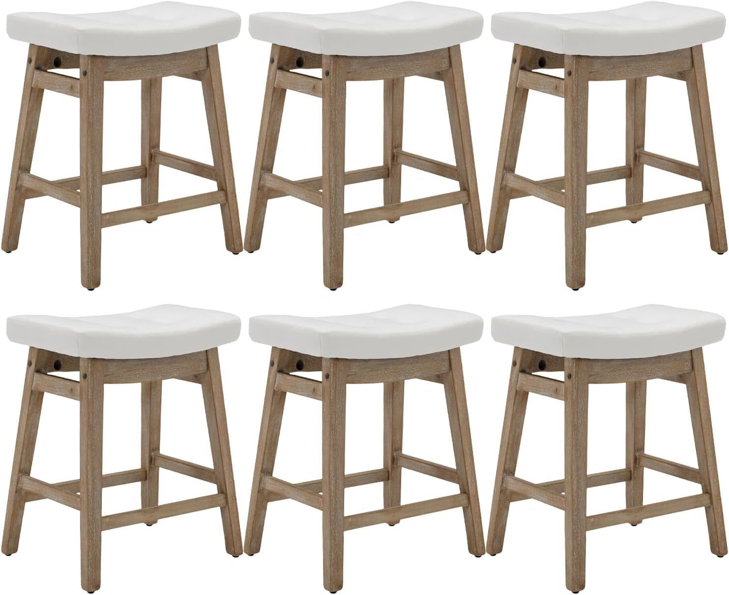 Comfortable Saddle Seat Bar Stools Set of Six