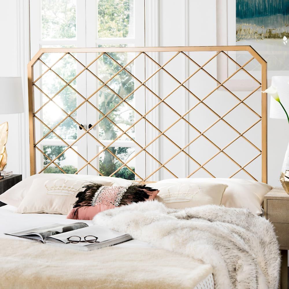 Queen Antique Gold Stitch Headboard for Stylish Bedrooms