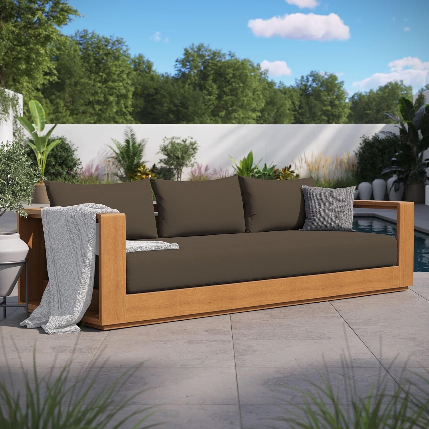 Modern Outdoor Sofa with Weather Resistant Cushions