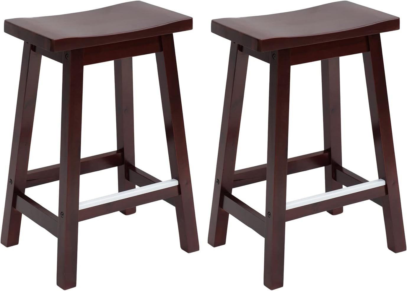 Solid Wooden Bar Stools Set of Two 24 Inch
