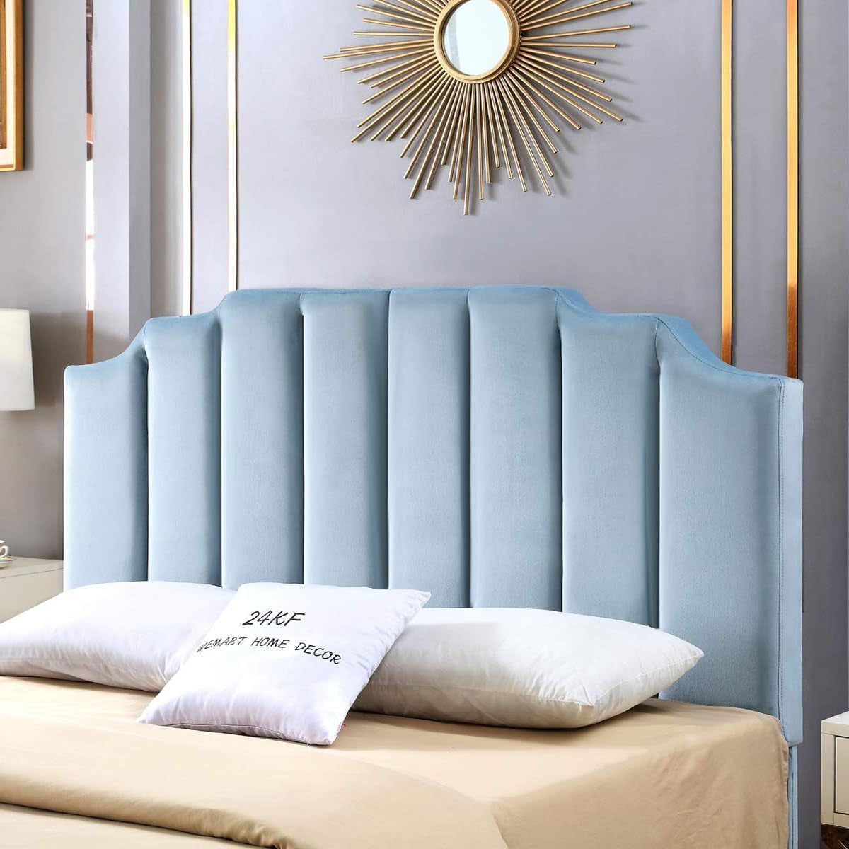 Elegant Velvet Tufted Headboard with Vertical Channel Design