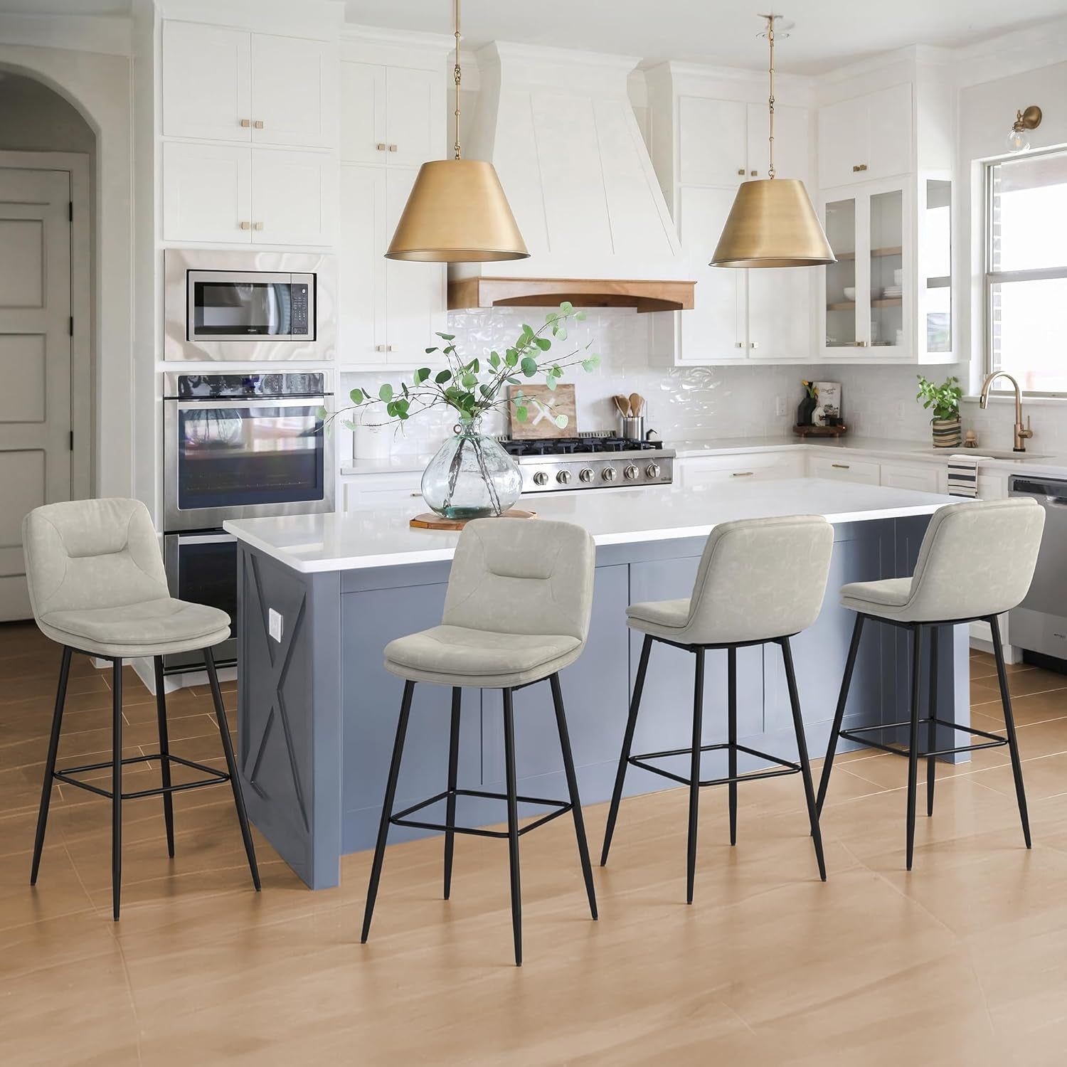 30 Inch Bar Stools Set of Four Upholstered Chairs