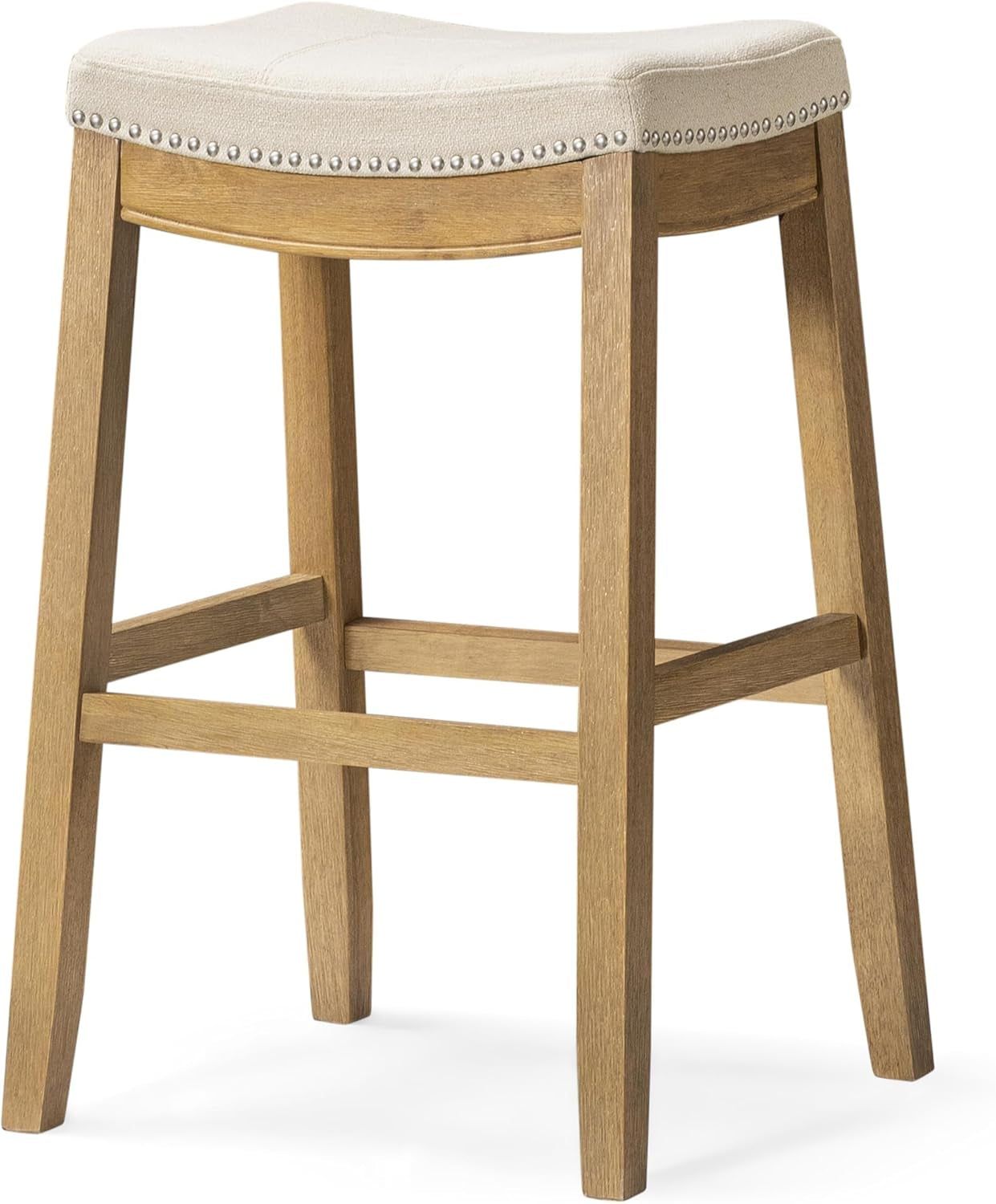Handcrafted Backless Bar Stool With Plush Upholstered Seat