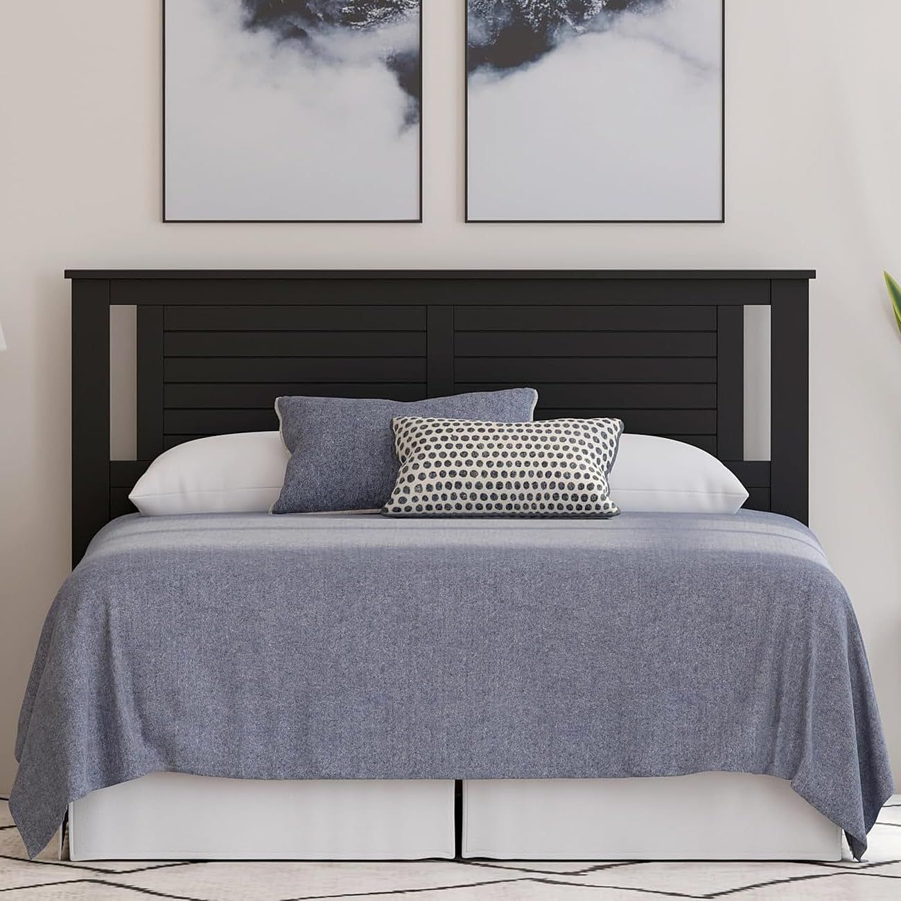 Modern Farmhouse Queen Headboard in Black with Scoring